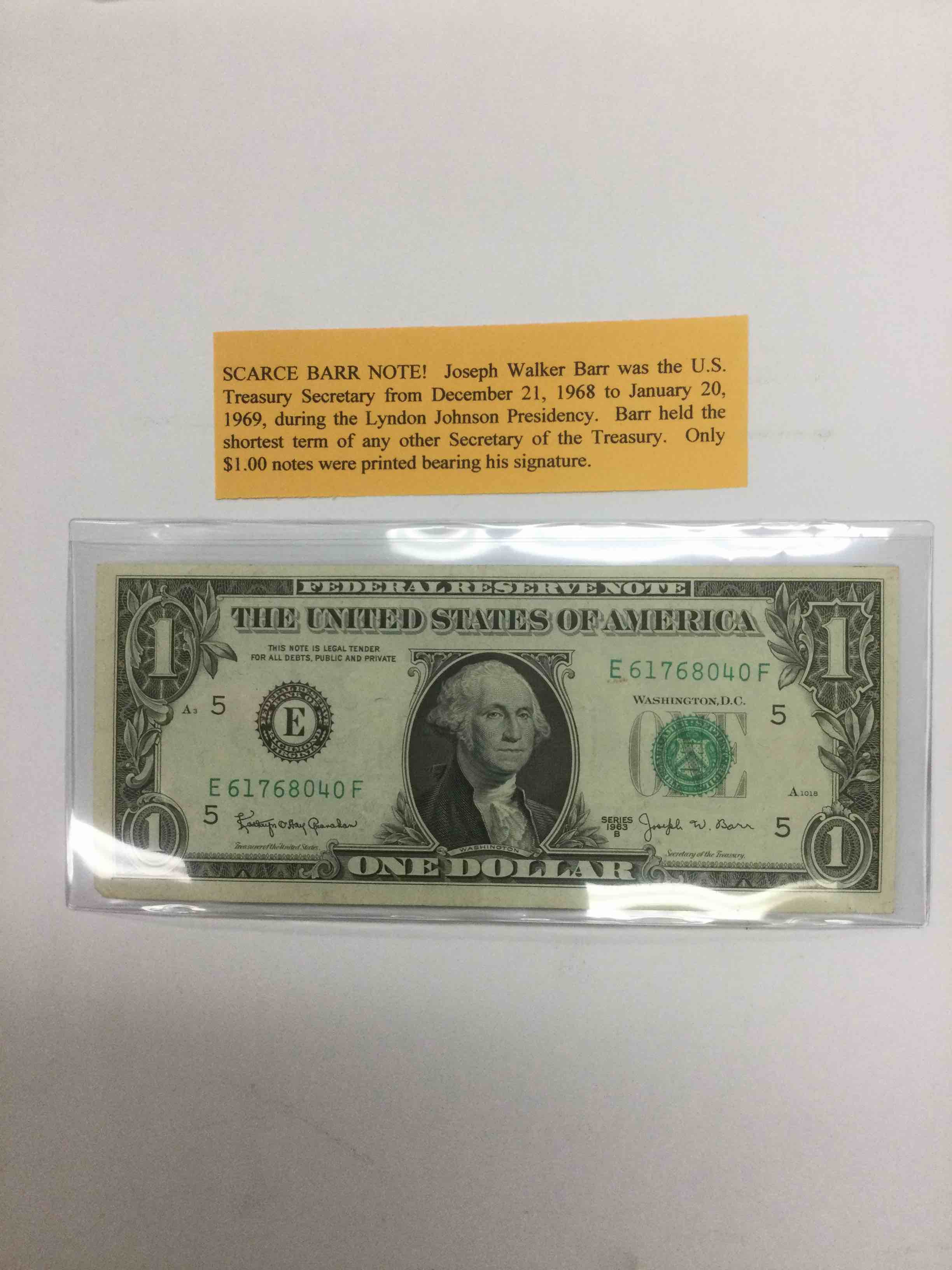 Scarce 1963 Barr Note