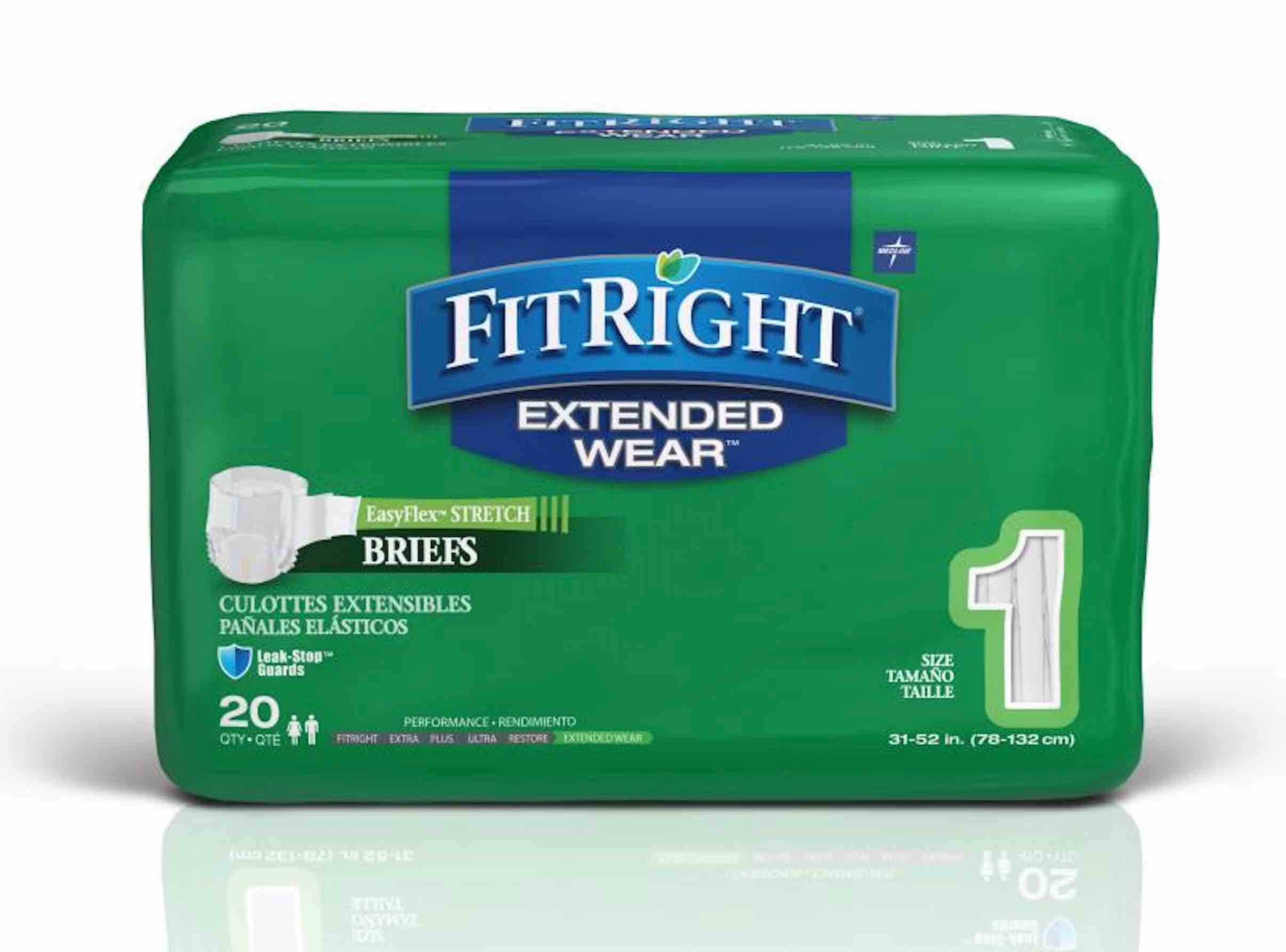 FitRight Extended Wear Stretch Briefs With Tab Closure, Size 1- 20 ct