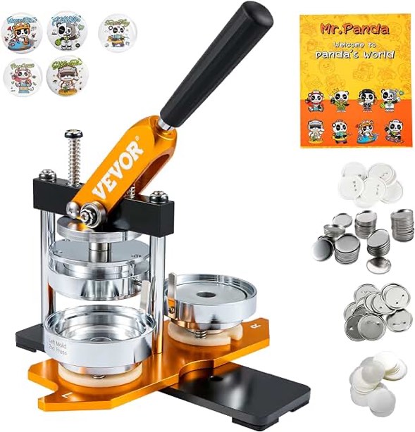 VEVOR Button Maker Machine, 75 mm (3 inch) Badge Punch Press Kit, Children DIY Gifts Pin Maker, Button Making Supplies with 100pcs Button Parts & Circle Cutter & Magic Book