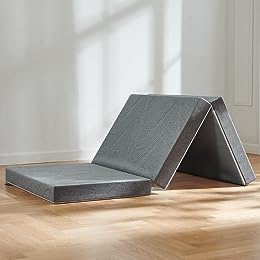 Folding Mattress, 3 inch Memory Foam Tri Folding, Portable Trifold Mattress Topper with Breathable & Washable Cover, Foldable Mattress Guest Bed for Camping, Twin Size - 132 x 185 x 8cm