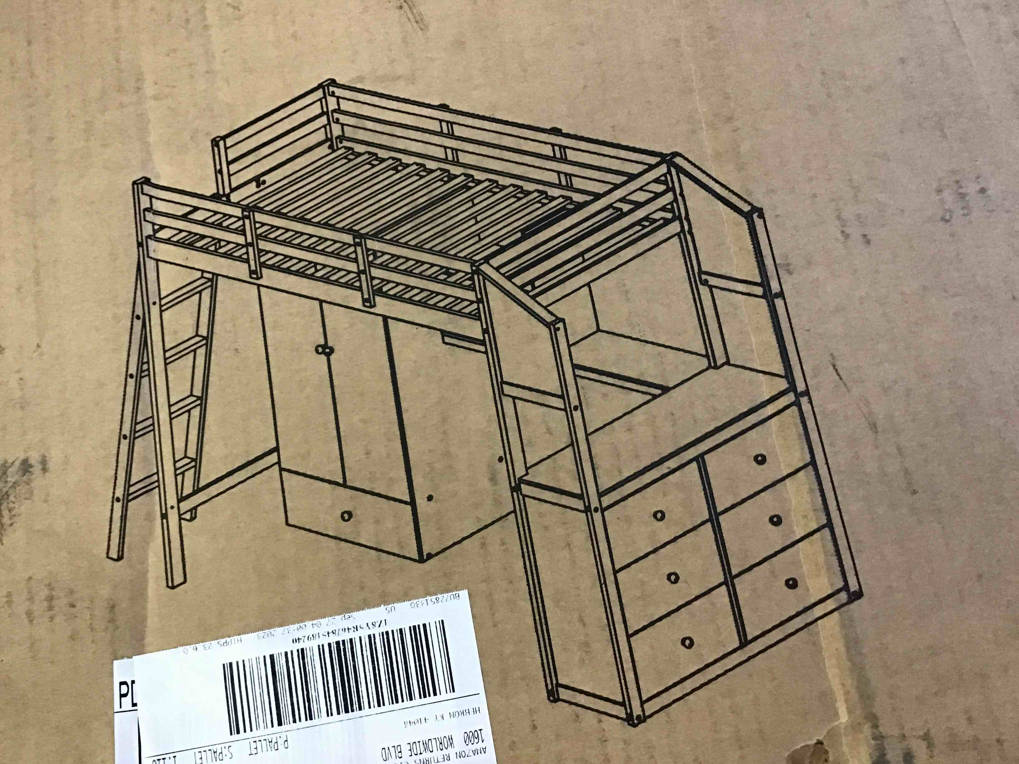 WF298085AAK Twin Loft Bed, White (box 2/2 only for pick up)