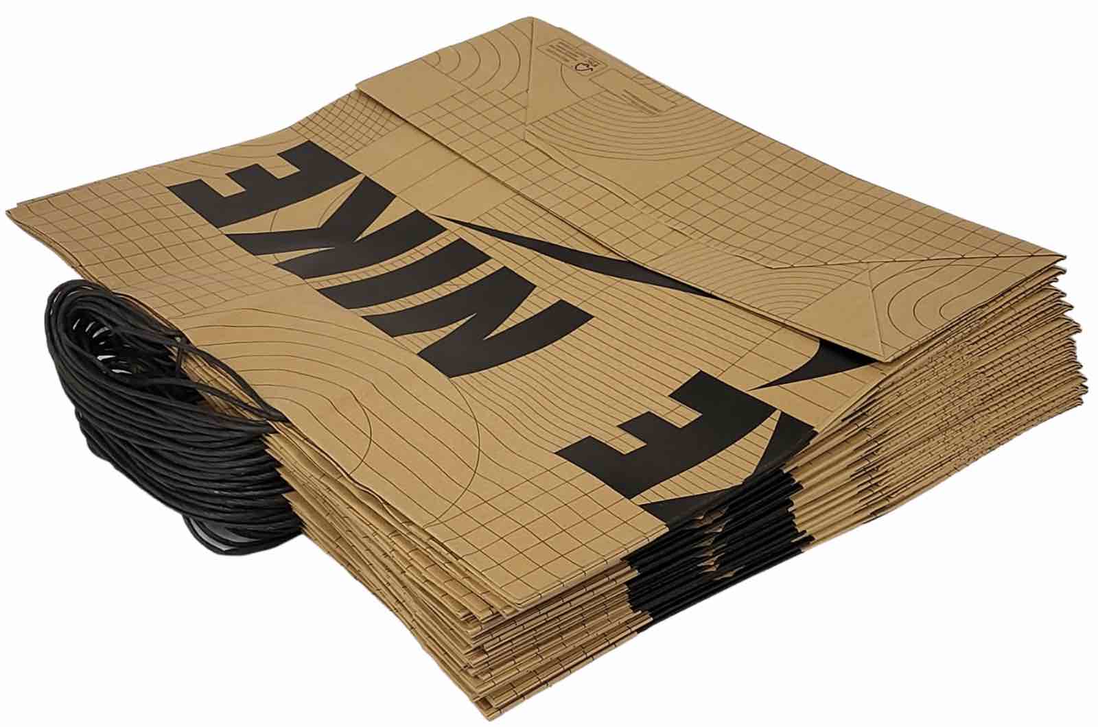 Case Pack of 150 NIKE Swoosh Brown Recycled Paper Medium Retail Store Shopping Gift Bags