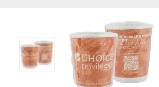Choice Hotels Privileges Rewards 9 Oz Double Wall Cup Wrapped, Case Of 500