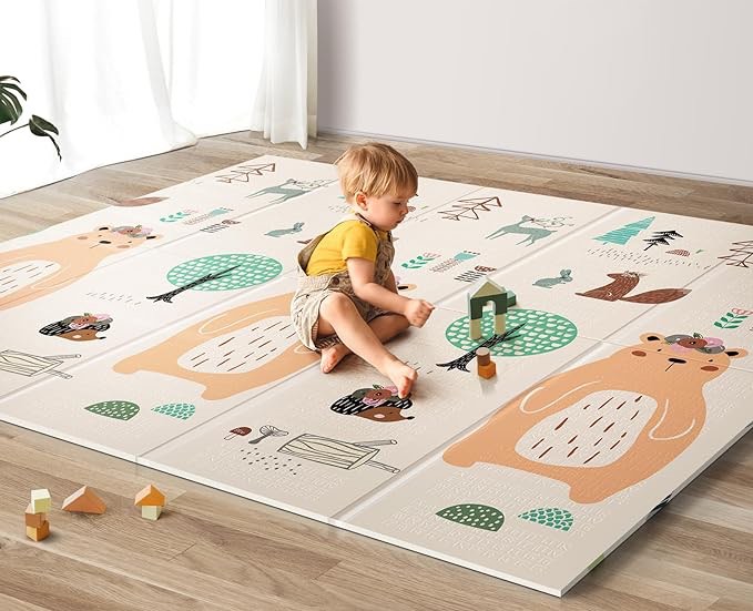 UANLAUO Foldable Baby Play Mat, Extra Large Waterproof Activity Playmats for Babies,Toddlers, Infants, Play & Tummy Time, Foam Baby Mat for Floor with Travel Bag similar to stock photo 