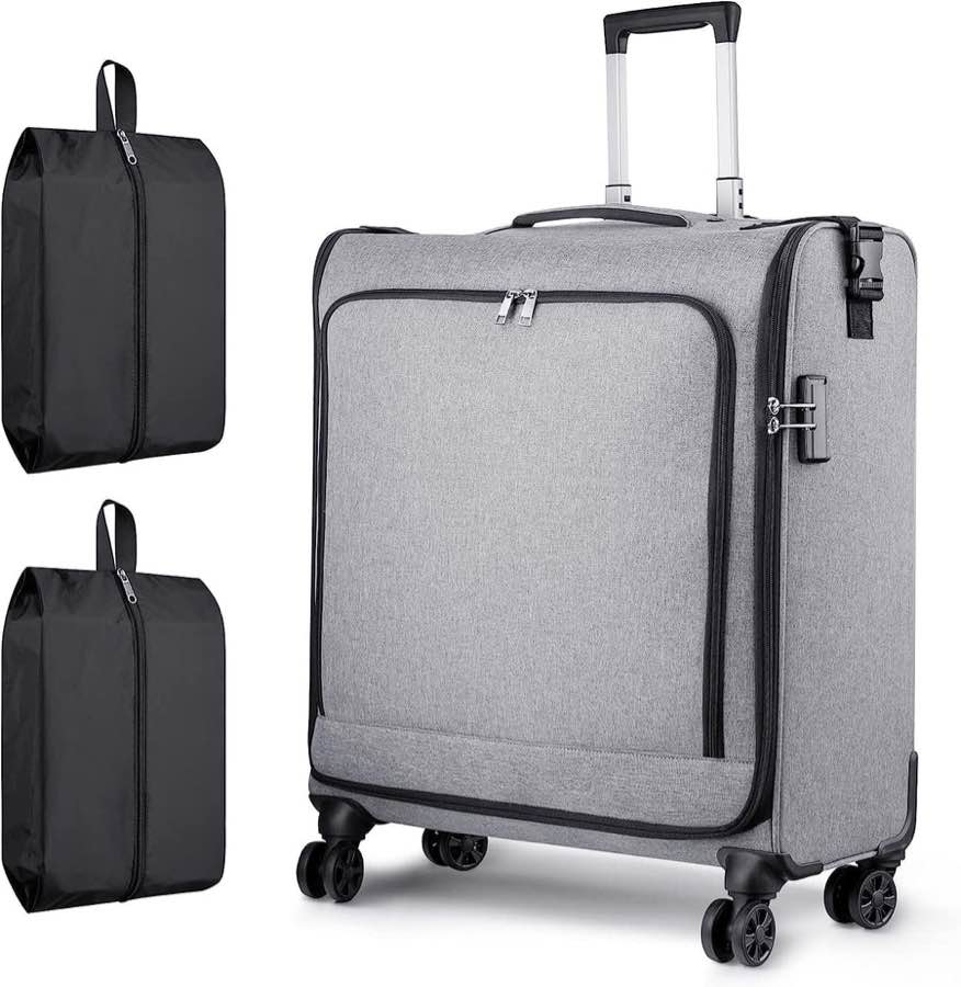 blossom  Rolling Garment Bags with Wheels for Travel, Wheeled Garment Luggage Bag for Men and Women, 4 Spinner Wheels, Separate Suit Compartment, Side-Mounted Locks, Checked-Large 26-Inch Suitcase