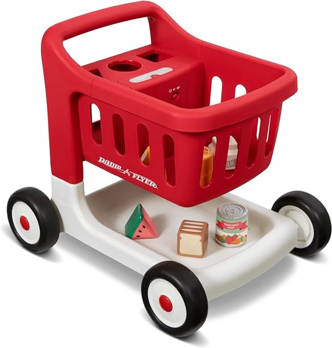 Radio Flyer Scan & Sort Shopping Cart with Lights & Sounds, Baby Walker with Wheels, Red Shopping Cart for Kids Ages 1+