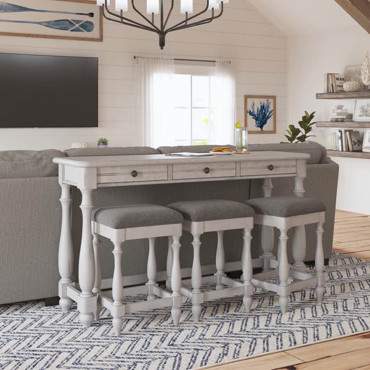 Townsel 63.5'' Solid Wood Console Table and Stool Set