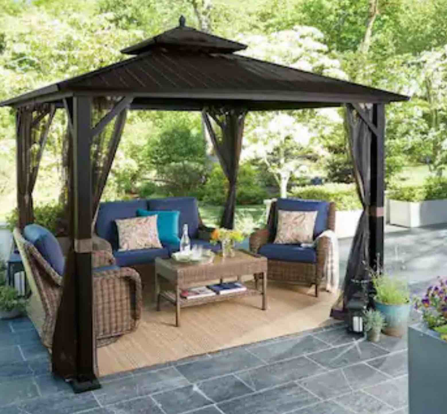 10 ft. x 10 ft. Holden Outdoor Patio Black Hard Top Galvanized Steel Gazebo(incomplete)box1/3)