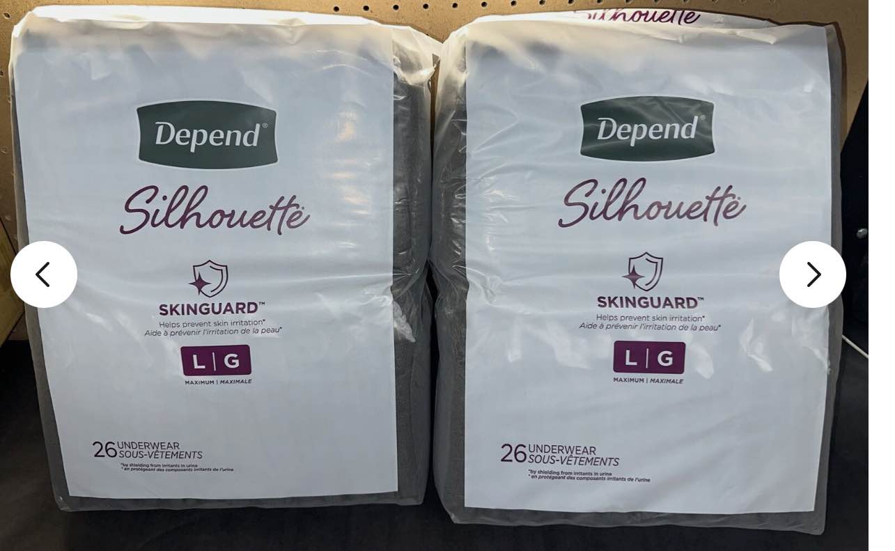 Depend Silhouette Womens Large Black Incontinence Underwear count 2 pack of 26)