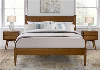 Panel King Size Platafom Bed Castanho Finish (79”.5WX43.7”X8”D) Mid-Century Panel (incomplete box 1/2)Bed - King Size - Castanho Finish