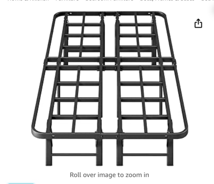ZIYOO Heavy Duty Twin Folding Bed Frames, 14 Inch High Heavy Duty Mattress Foundation, Metal Platform Bed Frame Twin, No Box Spring Needed, Qiuck Assembly, Noise Free, Black