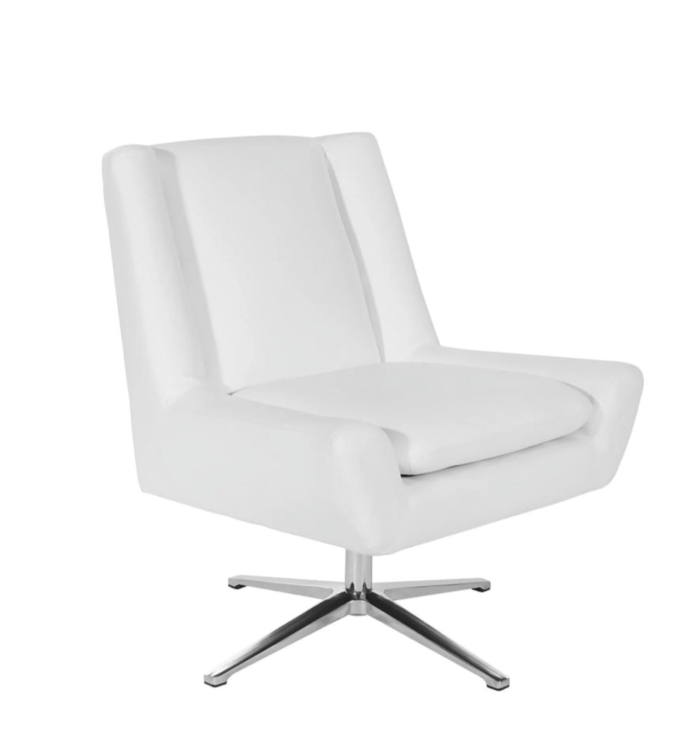 OSP Home Furnishings Guest Chair in White Faux Leather and Aluminum Base