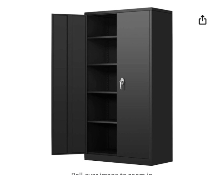 Greenvelly Steel SnapIt Storage Cabinet 72" Locking Metal Garage Storage Cabinet with 4 Adjustable Shelves, 2 Doors and Lock for File, Office, Garage, Home (Black)