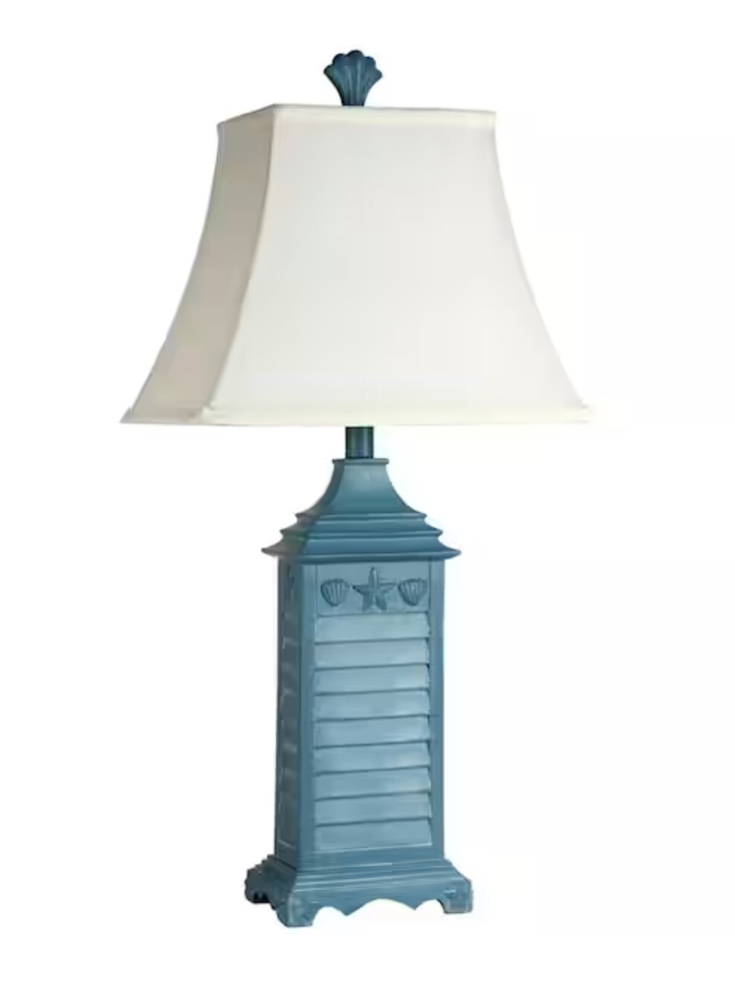 I’m 15 in. Blue Table Lamp with White Softback Fabric Shade