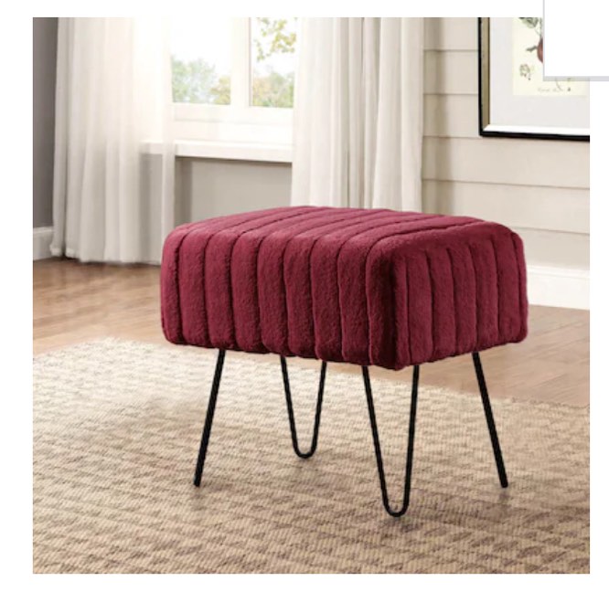 Serenta Super Mink Fauxfur Ottoman Bench - 19" x 13" x 17" - Tawny Port