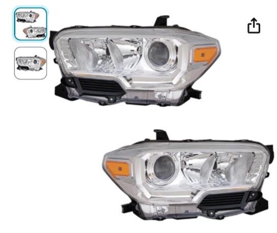 For Toyota Tacoma 2019 2020 2021 Headlight Driver and Passenger Side | Pair | Halogen | Replacement For TO2502284, TO2503284 | 81150-04251, 81110-04251