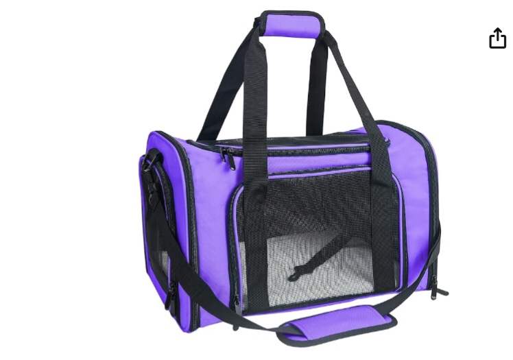 Soft Sided Carrier for Small Medium Cats Dogs,Removable Pad Collapsible Travel Pet Carrier Large Purple