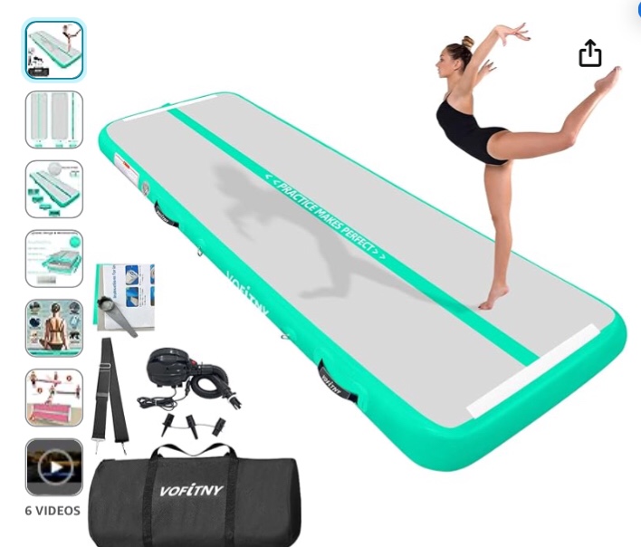 All Purpose Gymnastics Mat 6.6/10/13/16/20 ft Sturdy Inflatable Tumble Track for Home/Gym