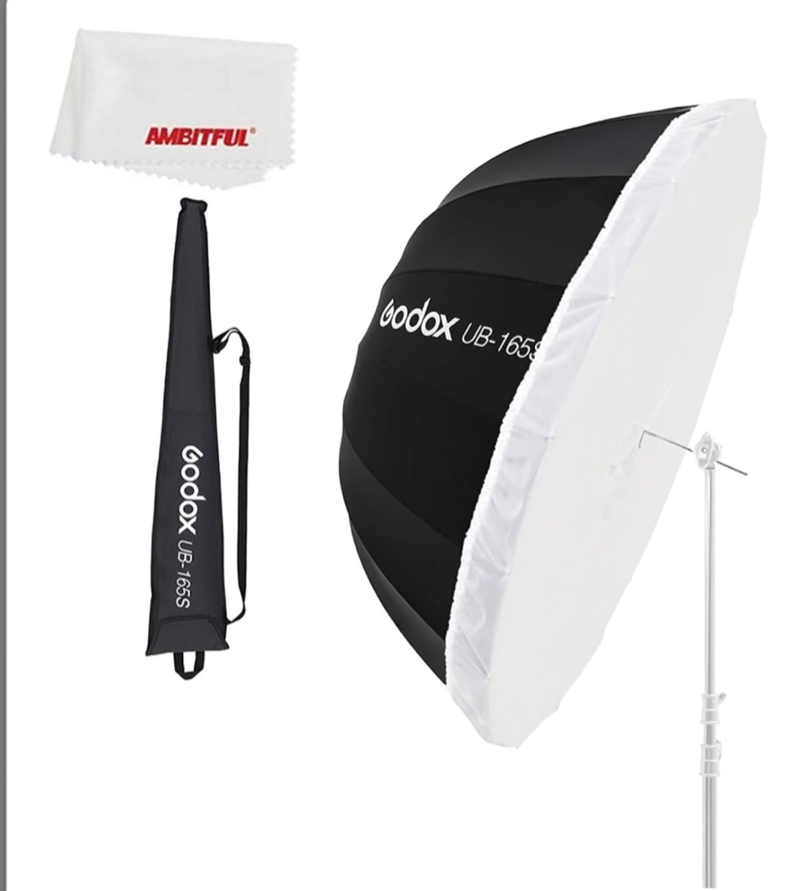 Godox UB-165S 65 inch 165cm Parabolic Inner Silver Reflec Umbrella Studio Light Umbrella with Diffuser Cover Cloth