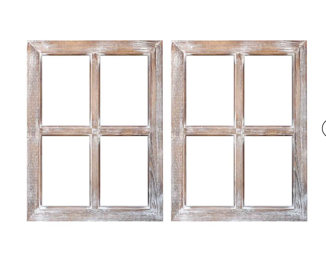 Barnyard Designs 18x24 Rustic Window Frame Wall Decor, Farmhouse Window Wall Decor, Vintage Country Wall Hanging Decor, Farmhouse Bedroom Decor, Window Decor, Vintage Wall Decor, Brown, Set of 2