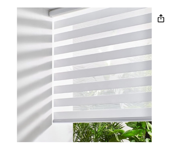 Persilux Cordless Zebra Blinds for Windows Free-Stop Roller Windows Shades (31" W X 64" H, White) Dual Layer Light Control for Day and Night, Light Filtering Sheer Shades for Home, Easy to Install