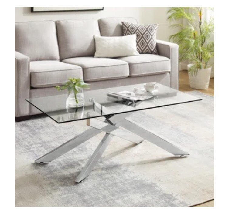Rectangular Coffee Table With Glass Top ( Incomplete glass only )