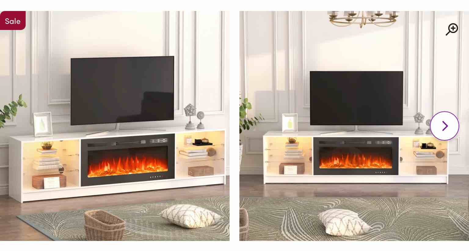 Jutin TV Stand for TVs up to 80" with Electric Fireplace Included ( Incomplete box 2 of 2 ) 