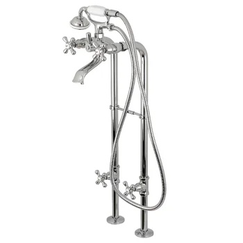 Kingston 5 Handle Floor Mounted Clawfoot Tub Faucet