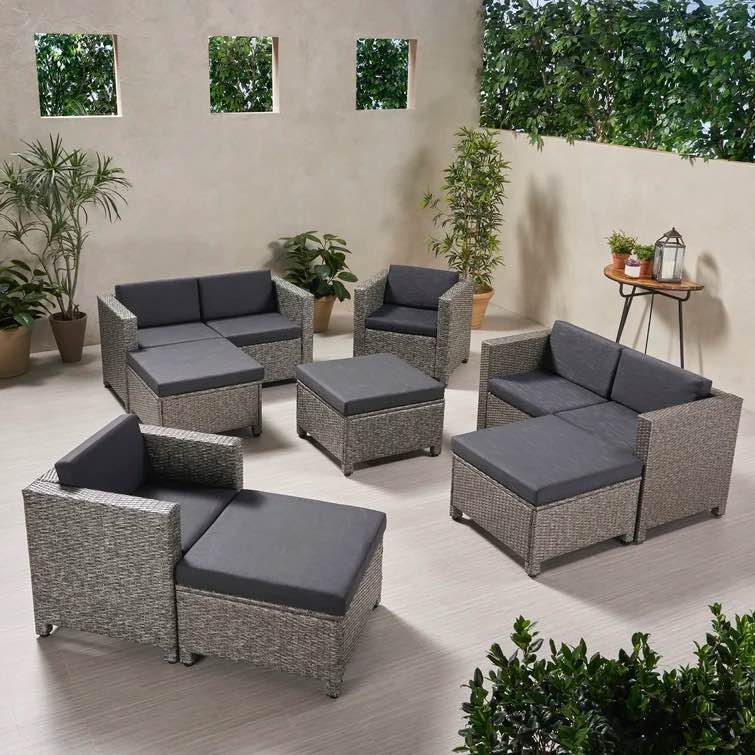 Bhanmati 5 Piece Rattan 2 Person Seating Group with Cushions *incomplete* *similar to stock photo* 