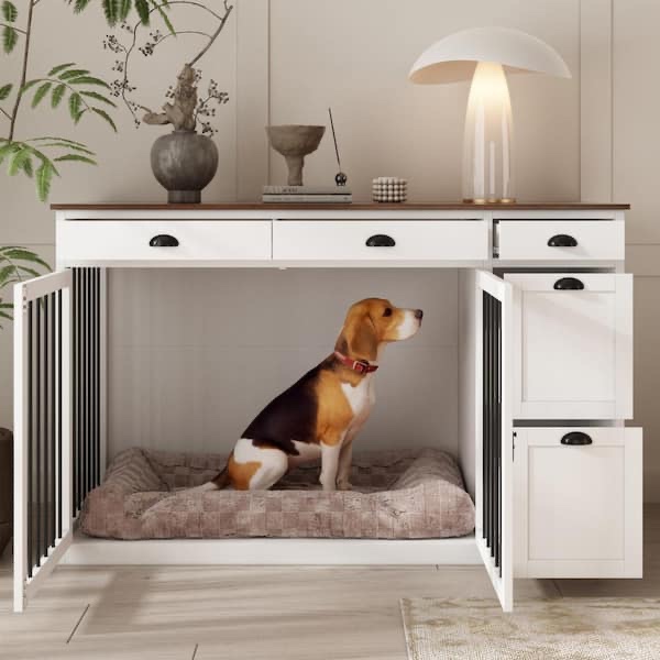 Furniture Style Dog Crate With Five Drawers