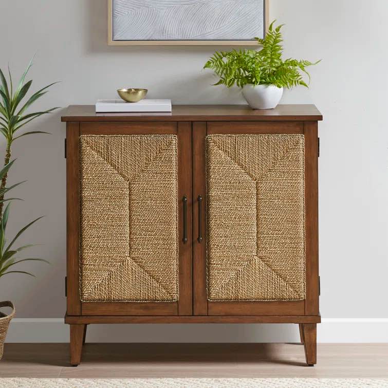 Giuseppina Handcrafted Seagrass 2-Door Accent Chest