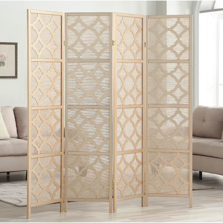 Keper 68" W x 70.31" H 4 - Panel Solid Wood Folding Room Divider