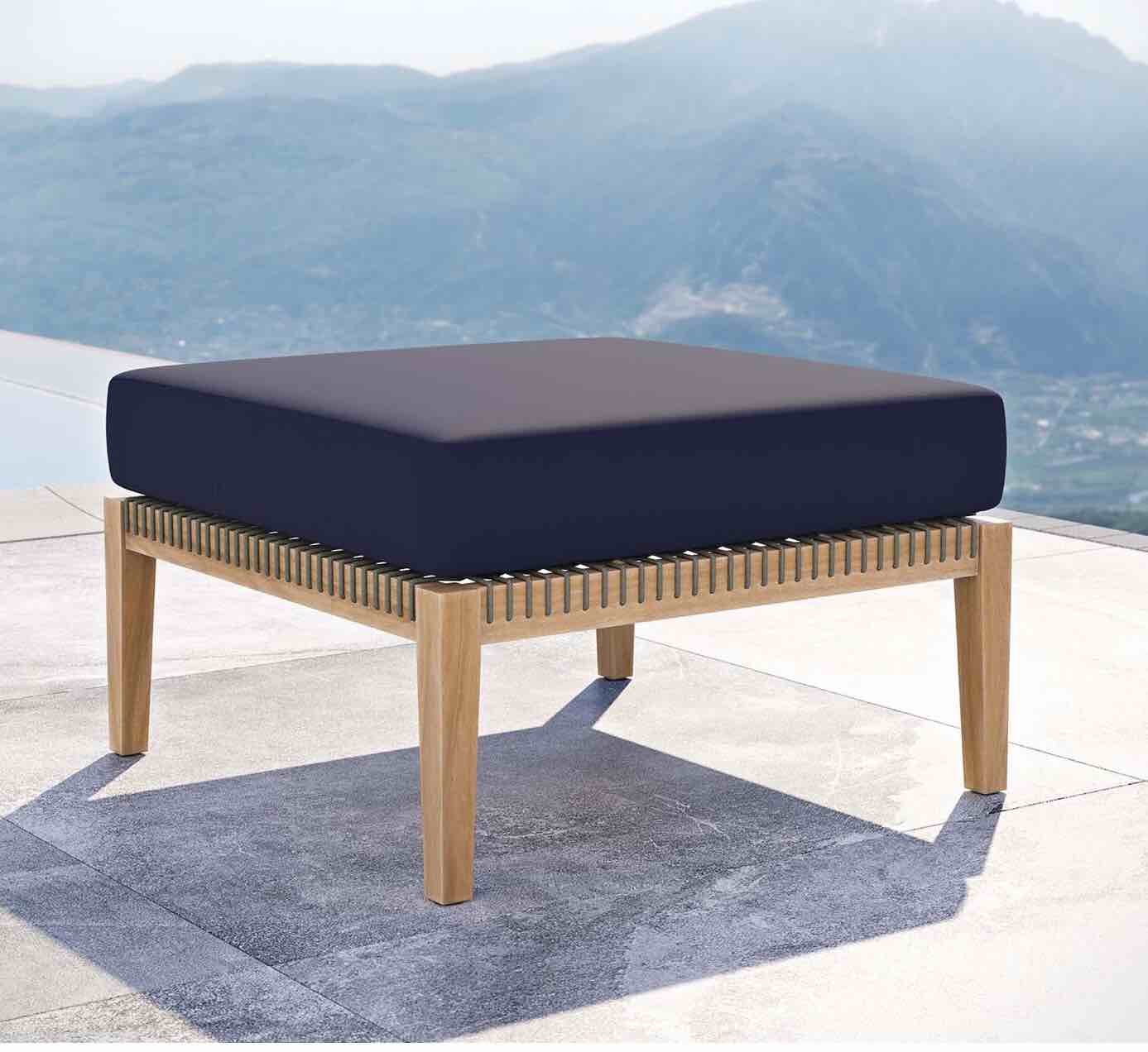 Modway Clearwater Outdoor Patio Teak Wood Ottoman