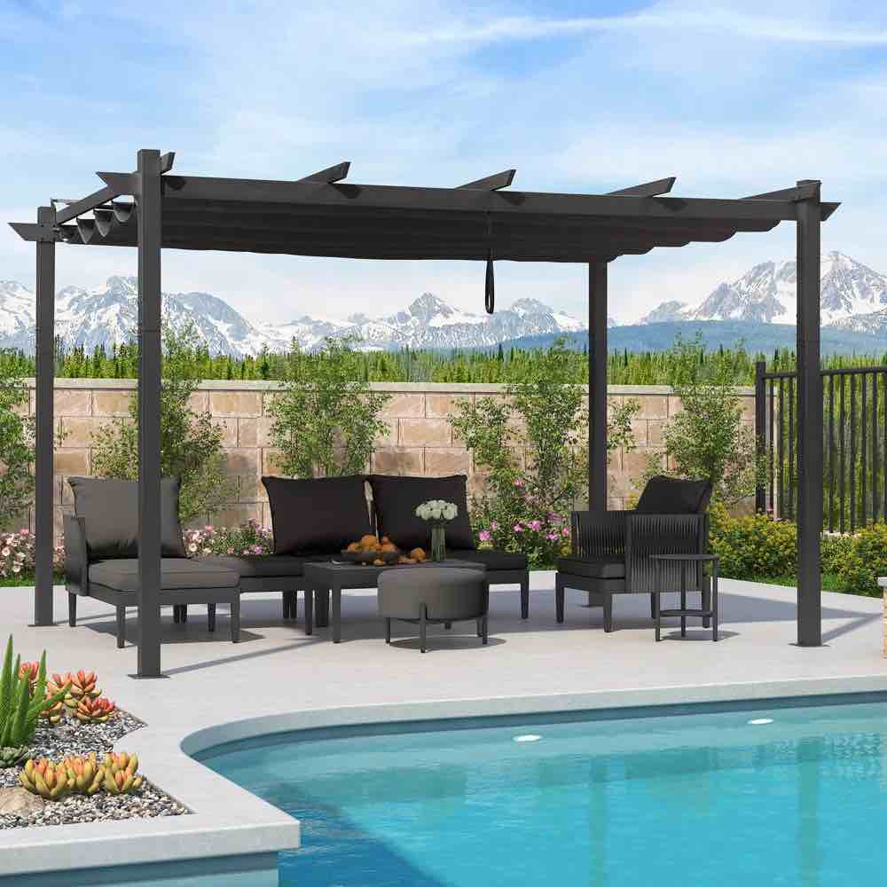 13.12 Ft. W x 9.84 Ft. D Aluminum Pergola with Canopy *similar to stock photo* 