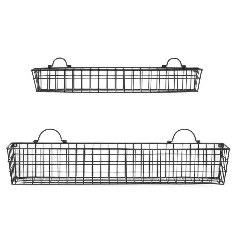 Glynda 2 Pieces Metal Wall Storage Organizer with Wall Baskets