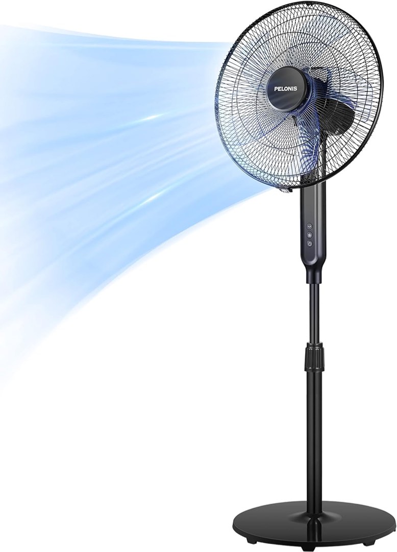 PELONIS 16" Oscillating Pedestal Stand Up Fan | Adjustable Height | Ultra Quiet DC Motor | Remote Control | 12 Speed | 12-Hour Timer | High Energy...