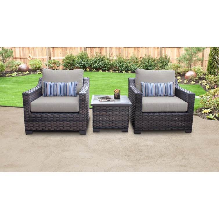 Kathy Ireland 2 - Person Outdoor Seating Group with Cushions And Ottoman