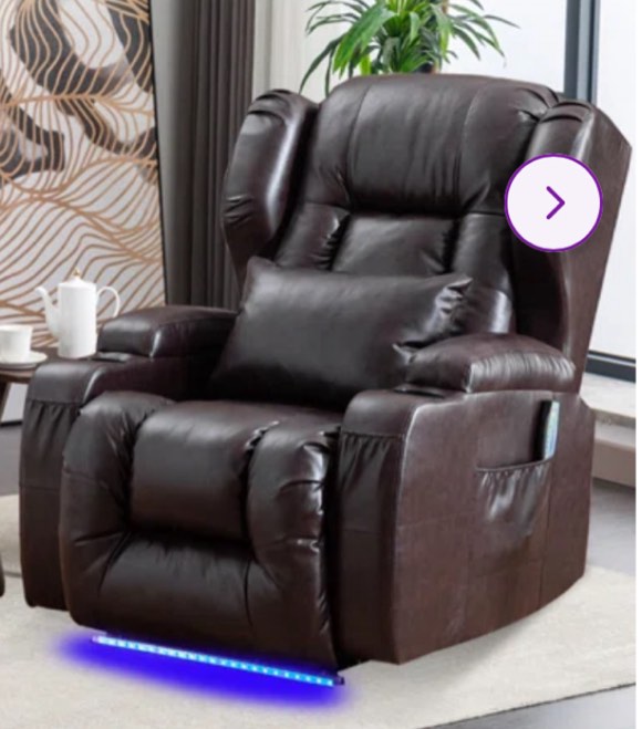 Hrithika Leather Power Recliner Chair Home Theater Seating with LED Lights and Cup Holders  ( incomplete box 2 of 2 only ) 
