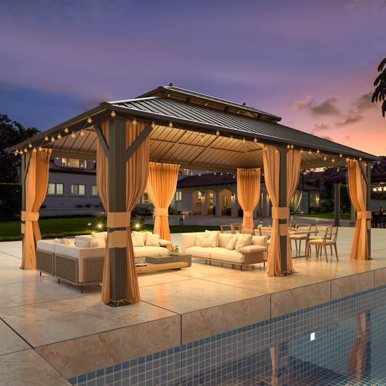 12 Ft. W x 20 Ft. D Metal Patio Gazebo(Incomplete, Box 5/6 Only)