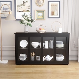 Kitchen Storage Stand Cabinet Cupboard With Glass Door