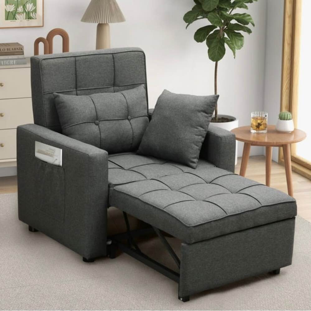 Tolead Convertible Folding Sleeper Sofa Chair Bed with Adjustable Backrest, Reading, Bedroom, Living Room