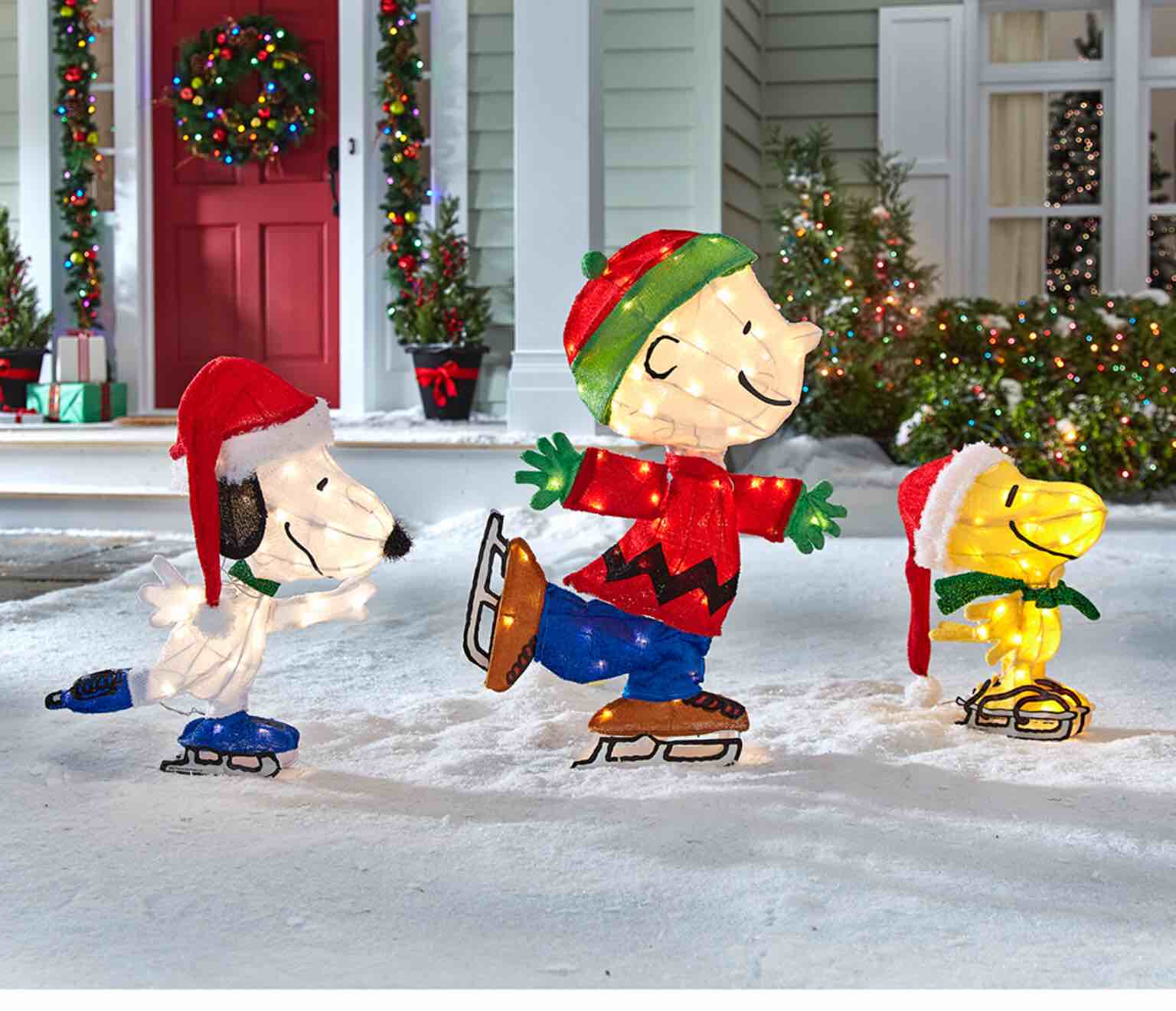 The Illuminated Peanuts Ice Skating Trio
