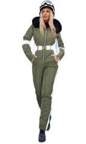 Zwurew Womens Winter Onesies Ski Suit Outdoor Sports Waterproof Snowsuit Fur Collar Ski Jumpsuit Coat