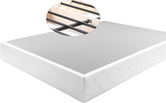 Panana 5 Inch Metal Box Spring Bed Base/Heavy Duty Steel with Fabric Cover/Mattress Foundation/Metal Frame Easy Assembly,Twin,White