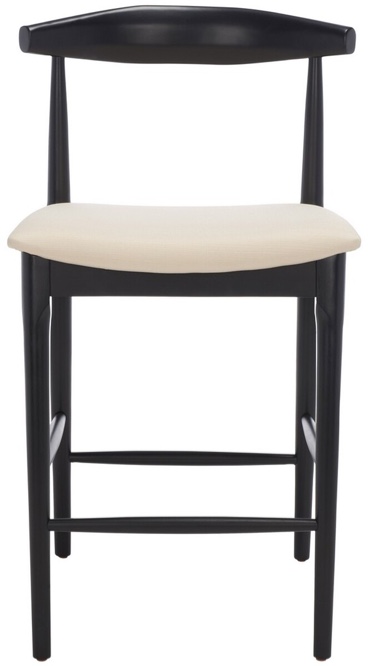 Safavieh BST1502A 37.9 X 21.9 X 20.8 In. Lionel Retro Counter Stool, Black Body & Cream Upholstered Seat