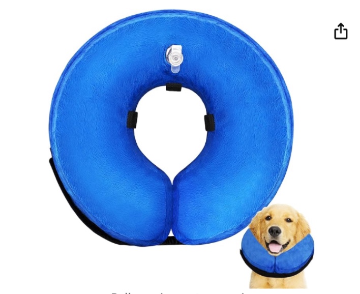 BENCMATE Protective Inflatable Collar for Dogs and Cats - Soft Pet Recovery Collar Does Not Block Vision E-Collar (X-Large, Blue) [Neck:18"-25"] X-Large Blue