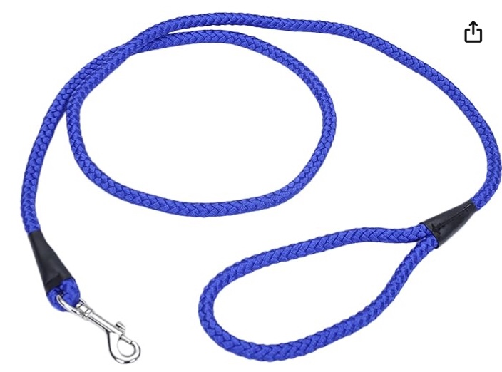 Coastal Pet Rope Dog Leash - Tangle-Free Walking - Soft-Braided Nylon - Fade-Resistant Colors with Snap Swivel Hook - Blue,
