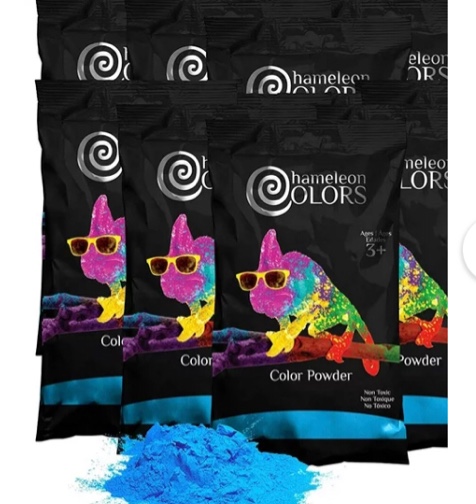 Chameleon Colors Color Powder, Vibrant Blue Holi Color, 10 Pounds (1 Pound per Packet), Pack of 10