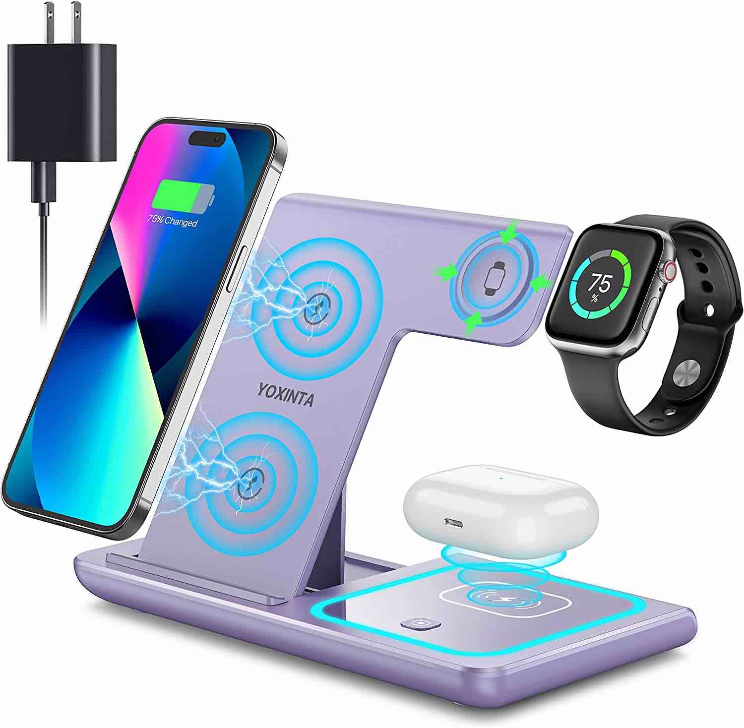 Charging Station for Multiple Devices, Wireless Charger 3 in 1