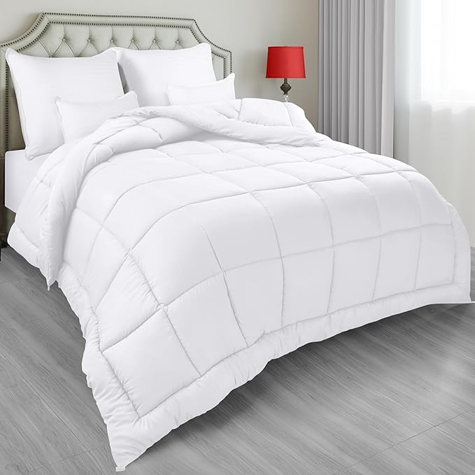 Utopia Bedding All Season Down Alternative Quilted Comforter - Microfiber Duvet Insert with Corner Tabs - Machine Washable - Bed Comforter, White, Full